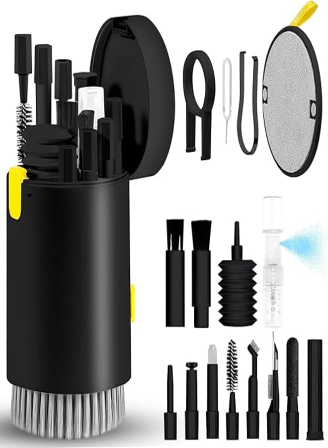 20 -in-1 Electronic Cleaner Kit,Keyboard Cleaner, Laptop Cleaner Kit for Monitor, Cell Phone, Bluetooth, Headset, Lego, Airpods, Laptop Camera Lens (Black)